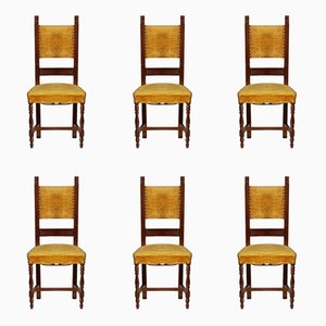 Vintage Italian Walnut Chairs, Set of 6