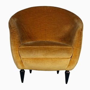 Italian Velvet Lounge Chair, 1930s