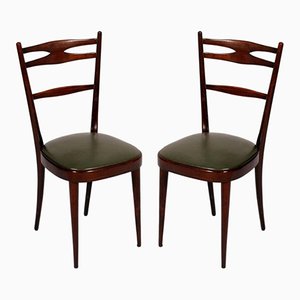 Chaises d'Appoint en Noyer Marron, Italie, 1950s, Set de 2