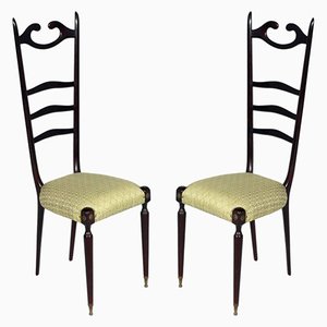 Juego de sillas Chiavari italianas Mid-Century de caoba de Paolo Buffa, años 50