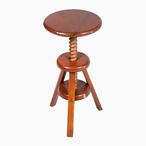 Italian Red Larch Adjustable Tripod Stool, 1930s