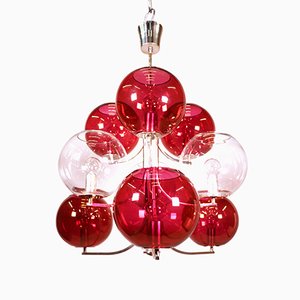 Lustre Cluster en Verre et Plaqué Argent, 1960s