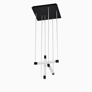 Lampada a sospensione bianca e nera, anni '60