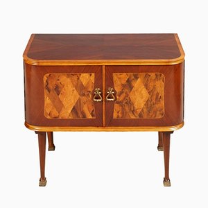 Mid-Century Art Deco Walnut & Burl Inlaid Nightstands from Consorzio Esposizione Mobili Cantù, Set of 2