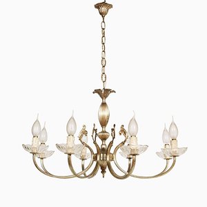 Venetian 8-Arm Chandelier in Silvered Brass, 1950s