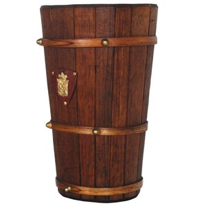 Art Deco Umbrella Stand with Coat of Arms in Oak and Curved Beech