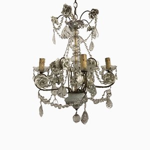 Vintage Crystal & Porcelain Chandelier