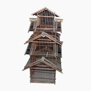 Cage à Oiseaux Art Déco en Bois