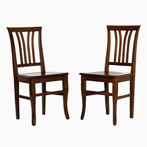 Set of Art Deco Chairs in Solid Walnut from Asolo, 1940s