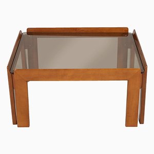 Mesa de centro italiana Mid-Century con tablero de vidrio ahumado de Tobia & Afra Scarpa