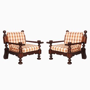 Set of Mid-Century Italian Armchairs in Solid Durmast