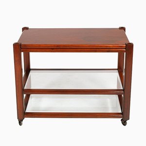 Mid-Century Modern Mahogany Bar Cart by Gianfranco Frattini for Saporiti, 1960s