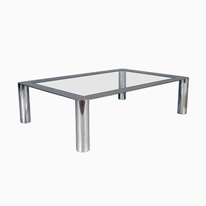 Mid-Century Coffee Table in Glass & Chromed Steel