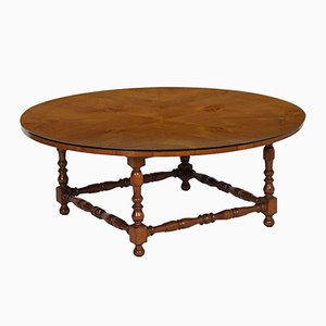 Grande Table Circulaire en Noyer, 1930s