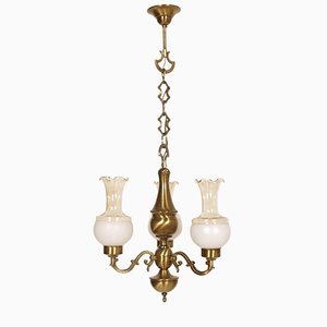 Baroque Burnished Brass Chandelier with Three Lights