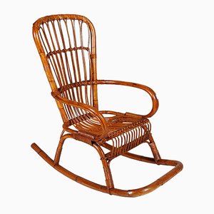 Mid-Century Italian Bamboo Rocking Chair