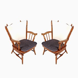 Set of Chiavari Chestnut Rocking Chairs with Springs, 1930s