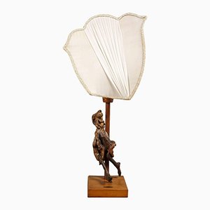 Table Lamp with Olivewood Sculpture, 1950s