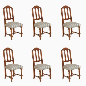 Italian Walnut Chairs, 1920s, Set of 6