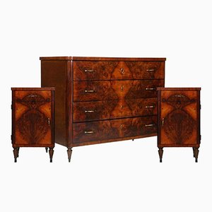 Italienische Art Deco Kommode & Nachttische aus Wurzelholz von La Permanente Mobili Cantù, 1920er, 3er Set