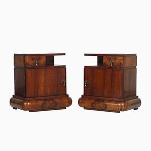 Walnut Burl Nightstands, Set of 2