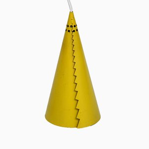 Mid-Century Modern Yellow Sheet Steel Cone-Shaped Pendant Lamp