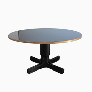 Mid-Century Italian Round Black Glass Table