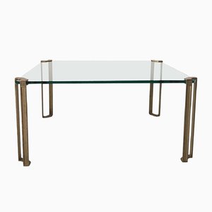 Table Basse en Verre & Laiton par Peter Ghyczy, 1970s