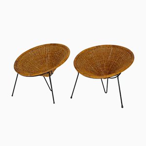 Rattan Beistellstühle von Roberto Mango, 1950er, 2er Set