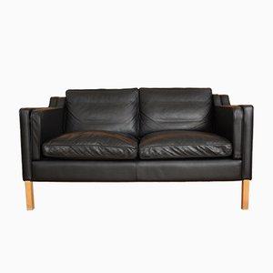Black Two Seater Leather Sofa From Stouby 1970s For At Pamono Black Two Seater Leather Sofa From Stouby 1970s