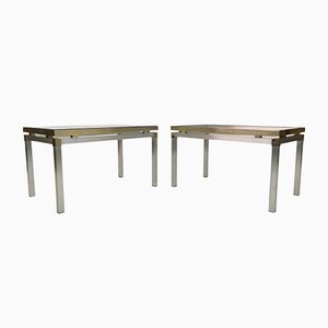 Italian Aluminum and Brass Side Tables, 1970s, Set of 2