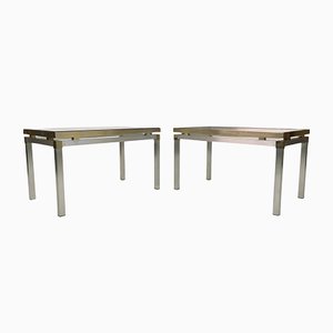 Tables d'Appoint en Aluminium et Laiton, Italie, 1970s, Set de 2