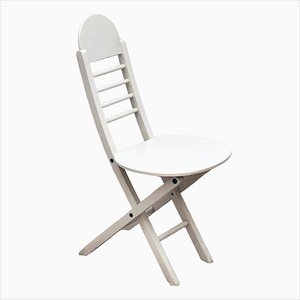 Postmodern Italian White Wooden Folding Chair, 1980s
