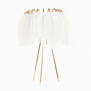 Feather Table Lamp in White by Young & Battaglia for Mineheart, 2018