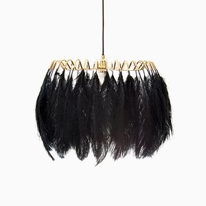 Lampe à Suspension en Plume Noire par Young & Battaglia pour Mineheart