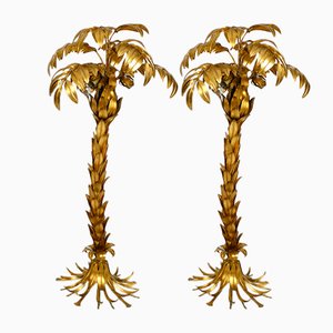 Brass Palm Tree Floor Lamps by Hans Kögl, 1970s, Set of 2