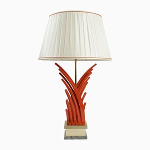 Painted Metal, Gold Leaf & Marble Table Lamp, 1970s