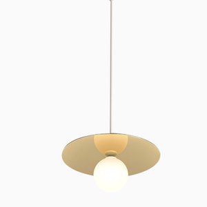 Lampe à Suspension Disque & Sphère Horizontale avec Cable en Tissu par Atelier Areti