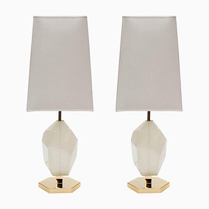 Lampade da tavolo in resina ed ottone di Glustin Creation, set di 2