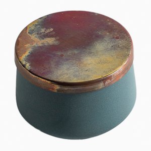 Handcrafted Porcelain Jar with Copper Lid by Anna Diekmann