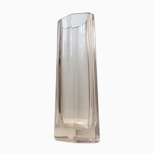 Oktogonale facettierte Kristallglas Vase, 1960er