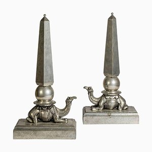 Pewter Sculptural Obelisks by Figura Piero for Atena, 1970s, Set of 2