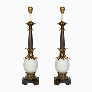 Bronze & Ceramic Table Lamps, 1960s, Set of 2