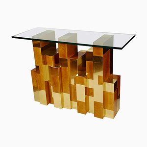 Vintage Cityscape Console Table by Paul Evans