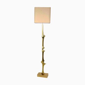 Grand Lampadaire Vintage en Bronze Poli par Willy Daro