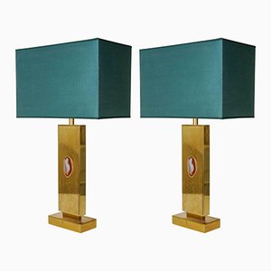 Lampen aus geätztem Messing von Georges Mathias, 1970er, 2er Set