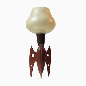 Mid-Century Tischlampe in Raketenform aus Teak, 1950er