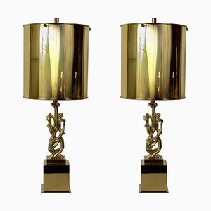 Lampes en Bronze par G. Papineau, 1970s, Set de 2