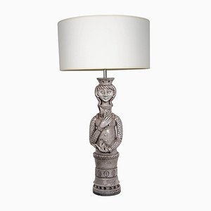 French Queen Table Lamp in Ceramic by André Marchal, 1950s