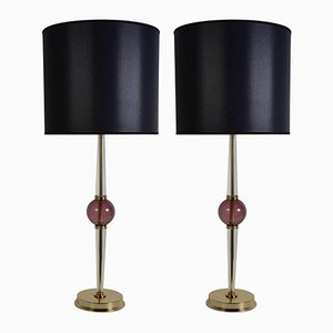 Lámparas de mesa vintage de cristal de Murano. Juego de 2